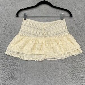 Lace Ruffle Skirt Womens Small Rave Festival Floral Crochet Beach Pool Y2K